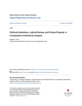 Political Institutions, Judicial Review, and Private Property: a Comparative Institutional Analysis