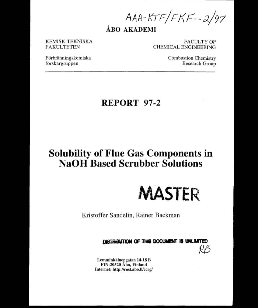 Solubility of Flue Gas Components in Naoh Based Scrubber Solutions