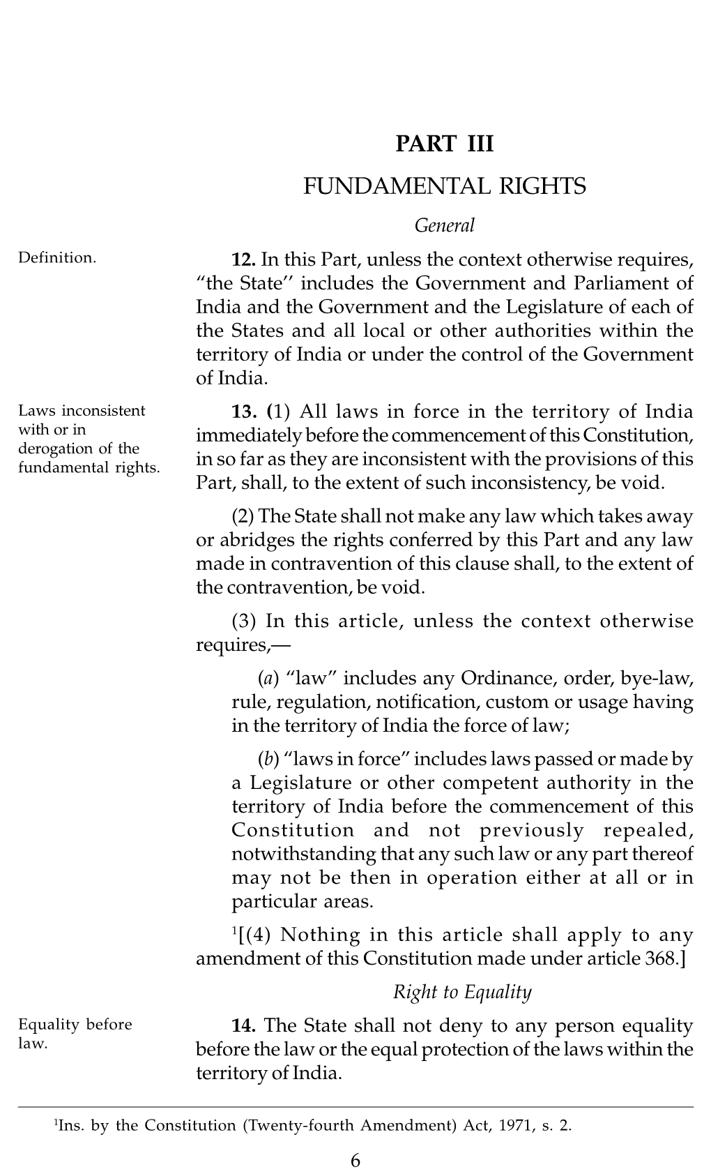 PART III FUNDAMENTAL RIGHTS General Definition