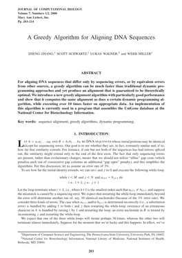 A Greedy Algorithm for Aligning DNA Sequences