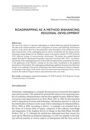 Roadmapping As a Method Enhancing Regional Development
