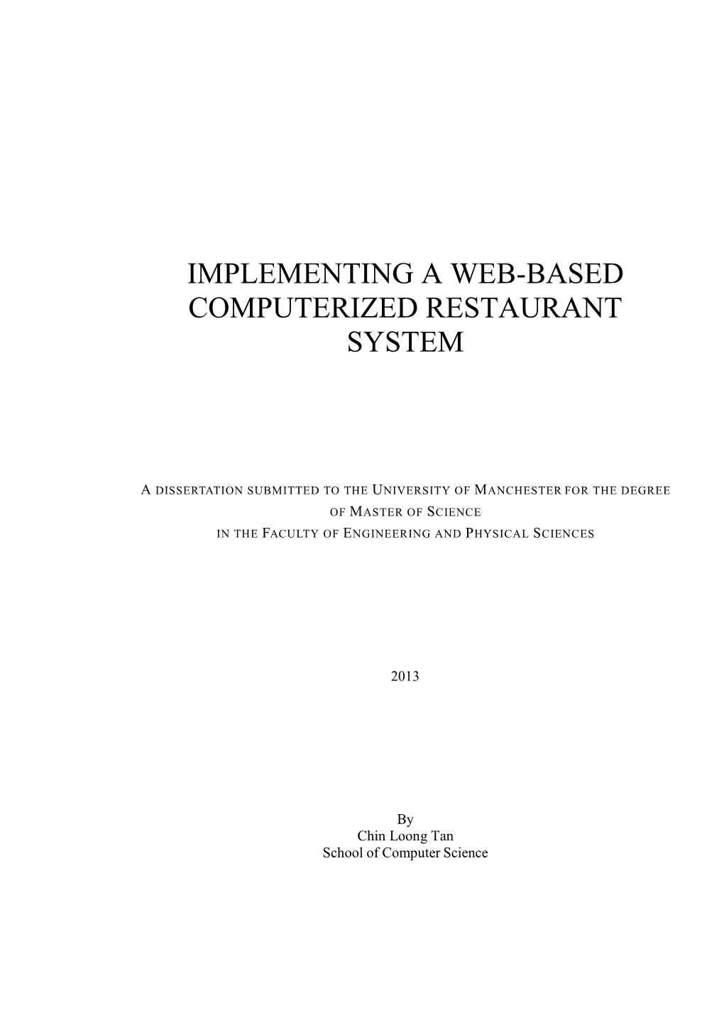 Implementing a Web-Based Computerized Restaurant System