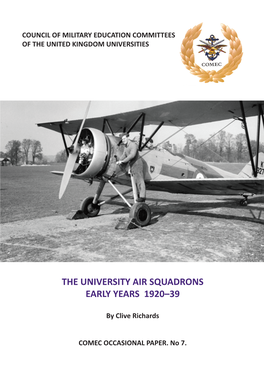The University Air Squadrons Early Years 1920–39