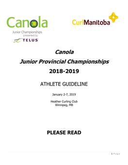 Canola Junior Provincial Championships 2018-2019