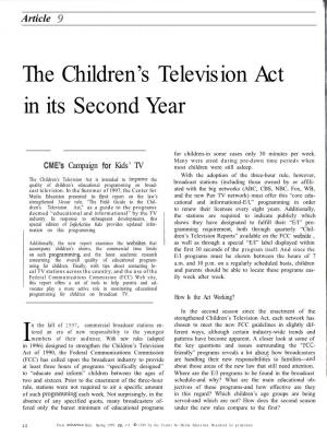 The Children's Television Act in Its Second Year