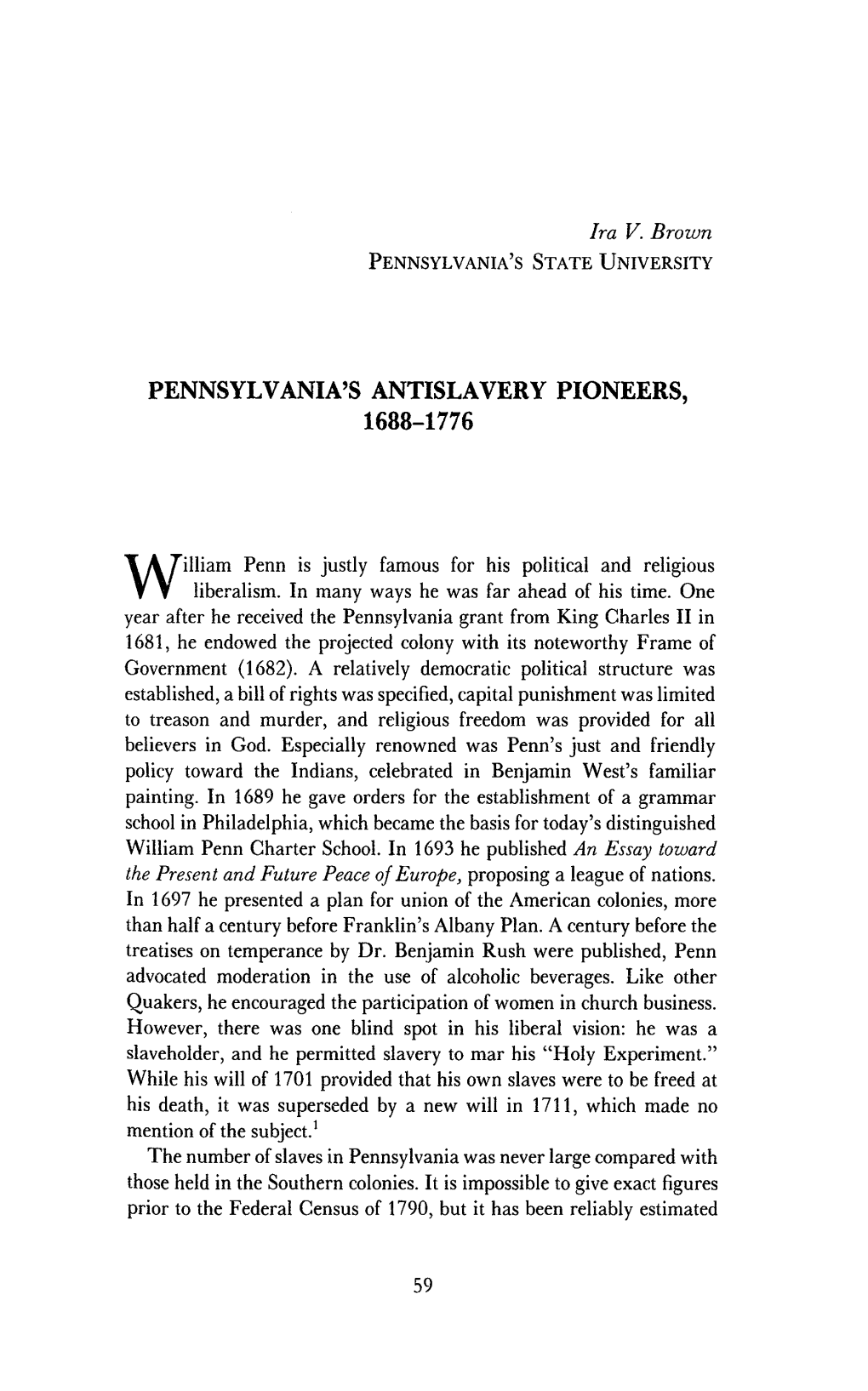 Pennsylvania's Antislavery Pioneers, 1688-1776
