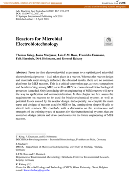 Reactors for Microbial Electrobiotechnology