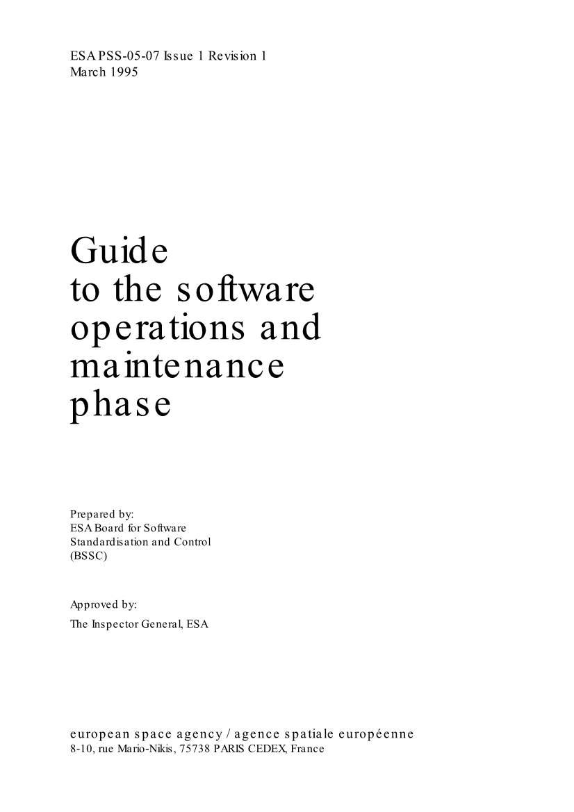 Guide to the Software Operations and Maintenance Phase