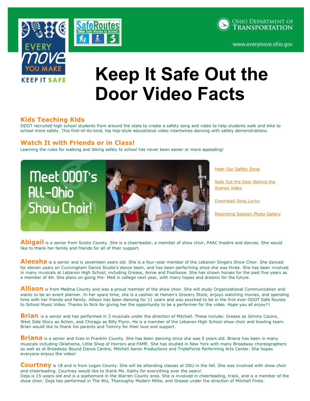Keep It Safe out the Door Video Facts