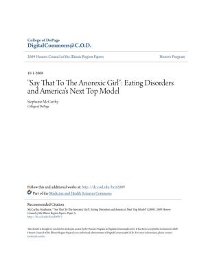Eating Disorders and America's Next Top Model