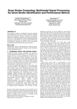 Multimodal Signal Processing for Drum Stroke Identification and Performance Metrics