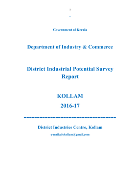 District Industrial Potential Survey Report KOLLAM 2016-17
