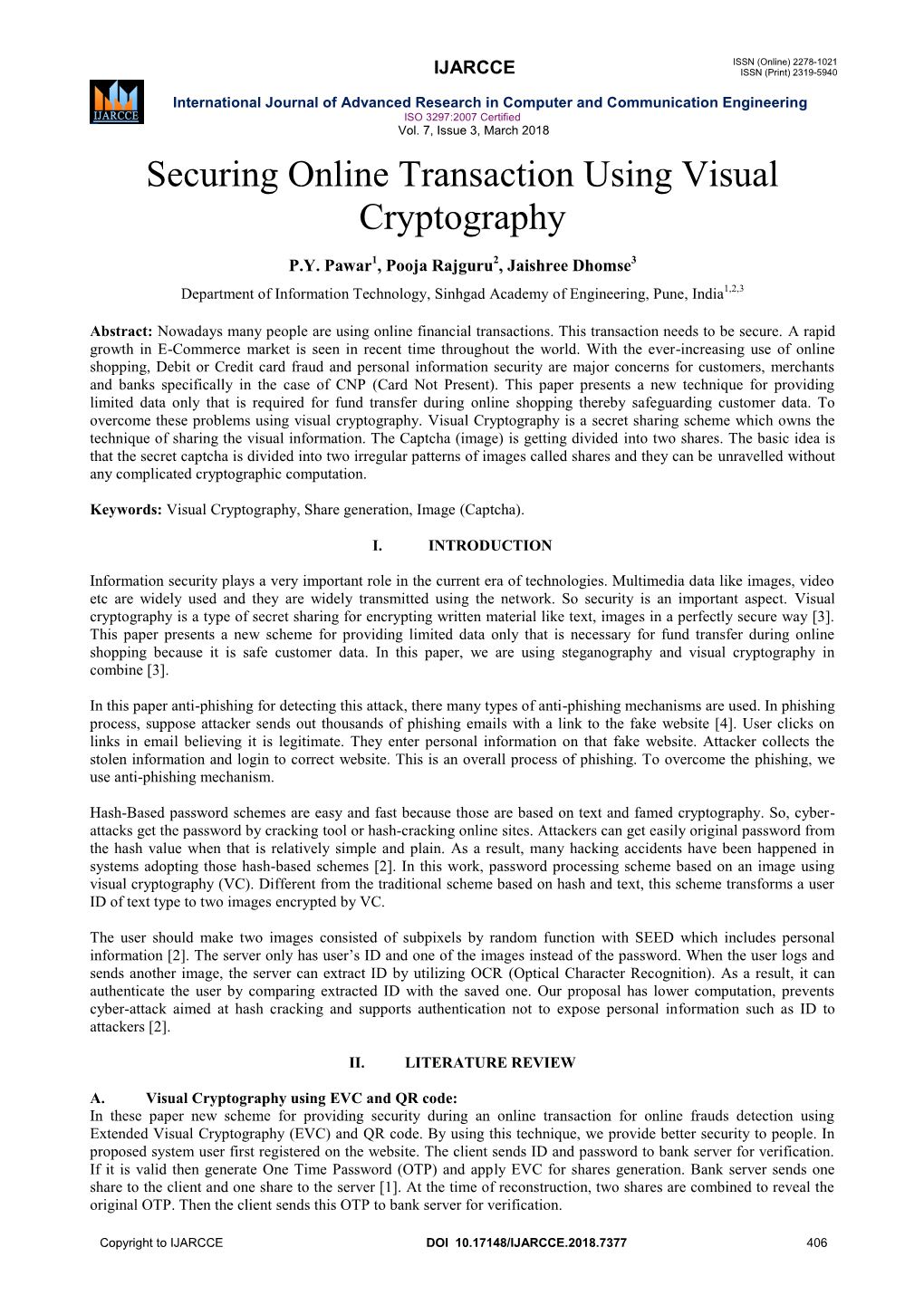 Securing Online Transaction Using Visual Cryptography