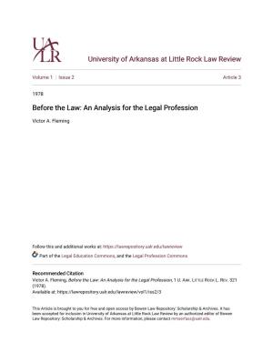 Before the Law: an Analysis for the Legal Profession