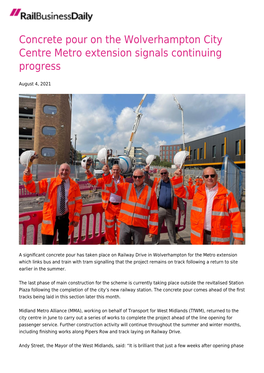 Concrete Pour on the Wolverhampton City Centre Metro Extension Signals Continuing Progress