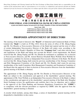 Proposed Appointment of Directors