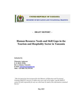 Human Resource Needs and Skill Gaps in the Tourism and Hospitality Sector in Tanzania