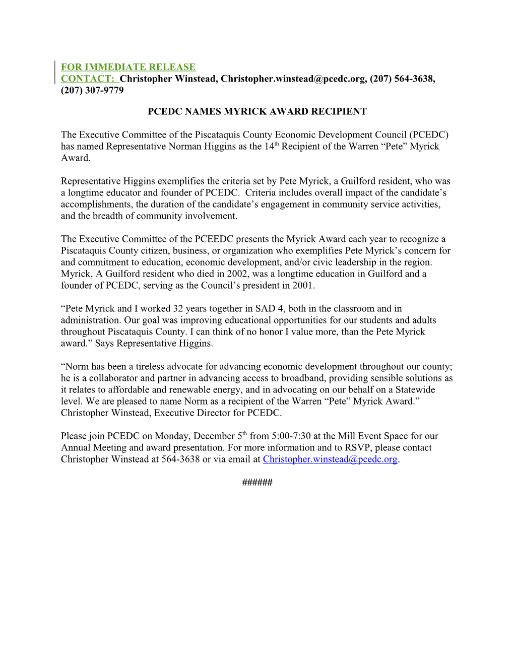 For Immediate Release s202