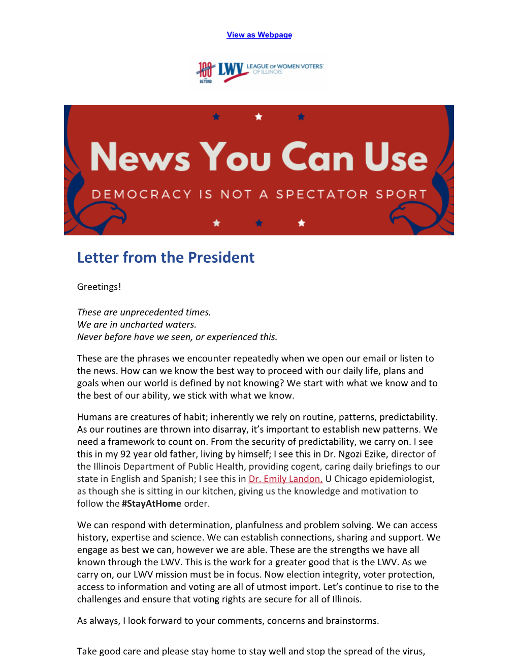 Letter from the President