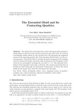 The Extended Oloid and Its Contacting Quadrics