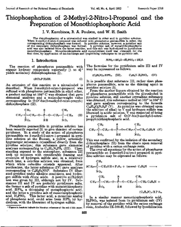 Thiophosphation of 2-Methyl-2-Nitro-L-Propanol and the Preparation of Monothiophosphoric Acid J