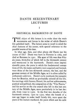 Dante Sexcentenary Lectures I