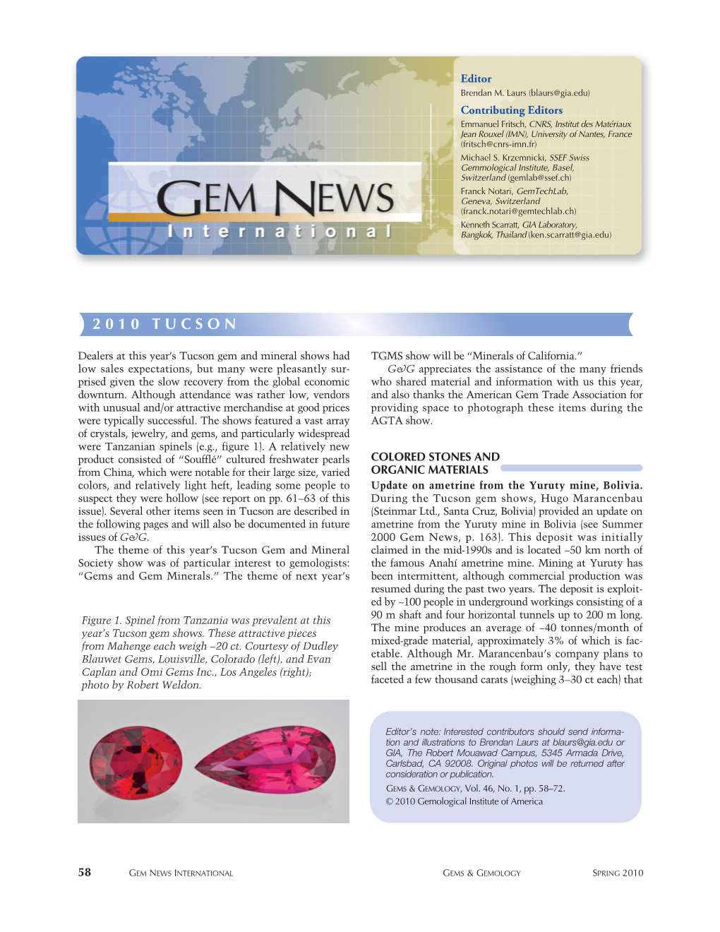 Spring 2010 Gems & Gemology Gem News International
