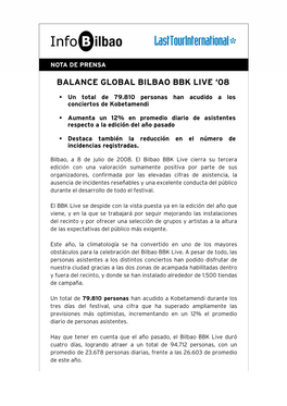 Balance Global Bilbao Bbk Live ‘08