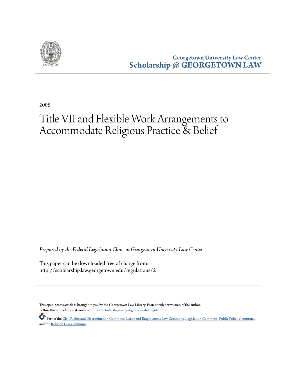 Title VII and Flexible Work Arrangements to Accommodate Religious Practice & Belief