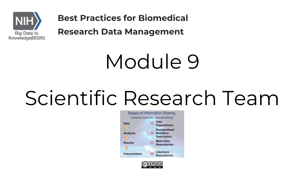 Module 9 Scientific Research Team Learning Objectives