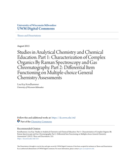 Studies in Analytical Chemistry and Chemical Education