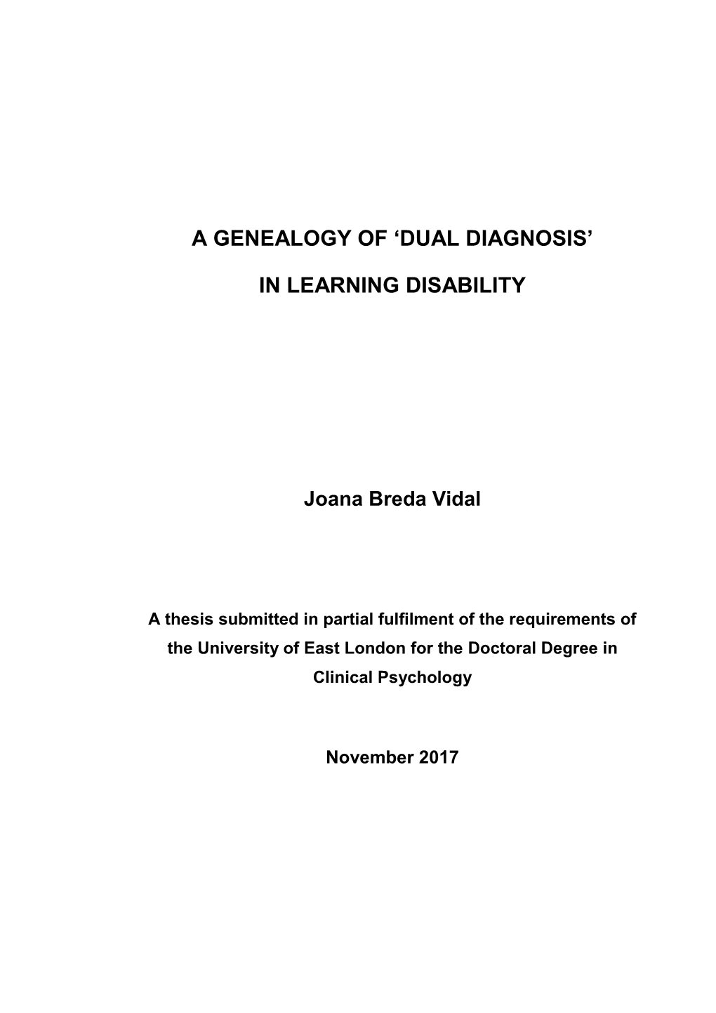 'Dual Diagnosis' in Learning Disability
