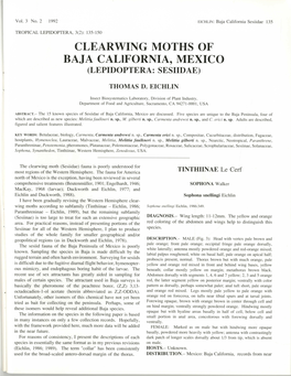 Eichlin, T. D. 1992. Clearwing Moths of Baja California, Mexico