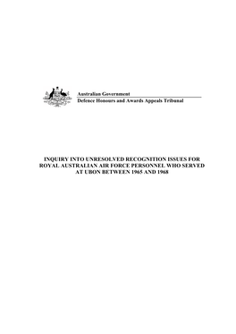 Report of the Inquiry Into Service at RAAF Ubon in Thailand