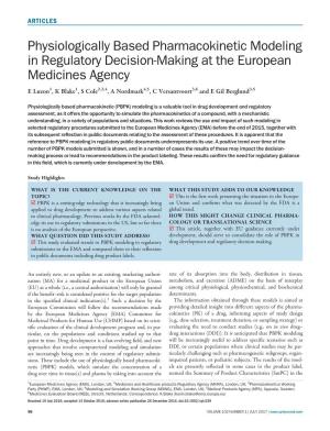 Physiologically Based Pharmacokinetic Modeling in Regulatory Decision‐Making at the European Medicines Agency