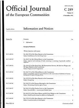 Official Journal C 289 Volume 35 of the European Communities 5 November 1992