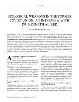 Npr 6.3: Biological Weapons in the Former Soviet Union: An