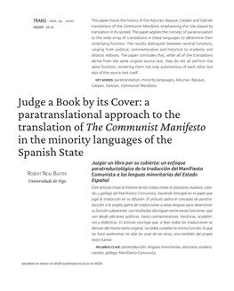 Judge a Book by Its Cover: a Paratranslational Approach to the Translation of the Communist Manifesto in the Minority Languages