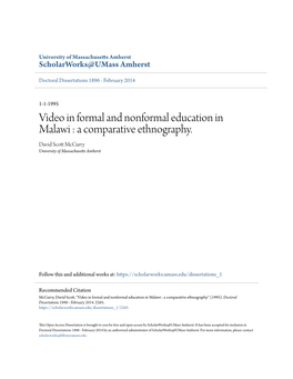 Video in Formal and Nonformal Education in Malawi : a Comparative Ethnography