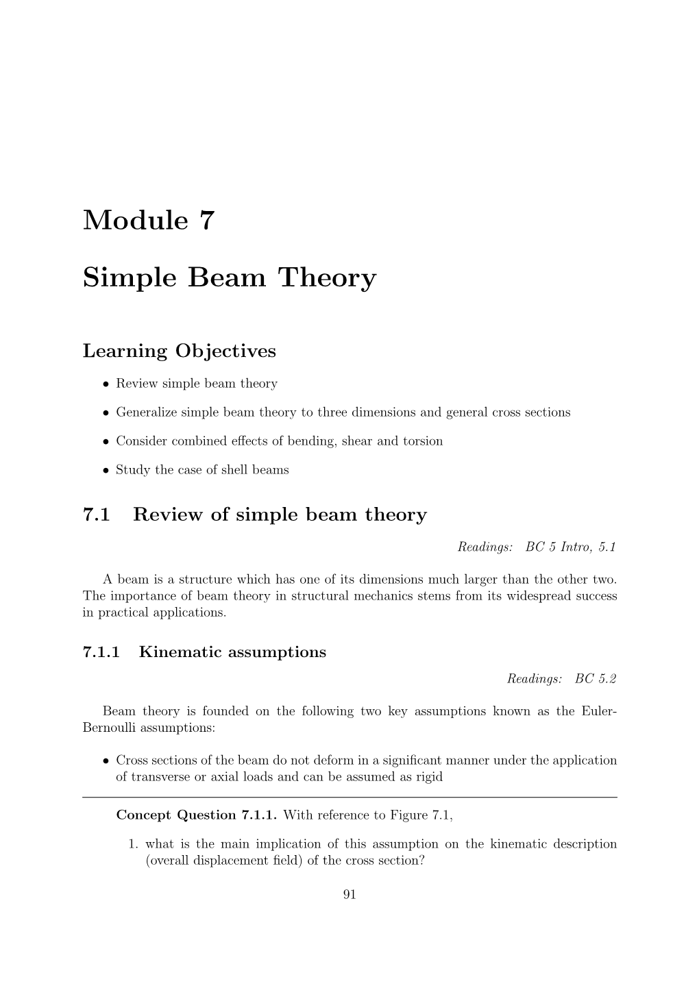 Module 7 Simple Beam Theory