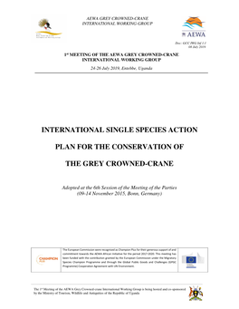 International Single Species Action Plan for the Conservation of the Grey Crowned-Crane