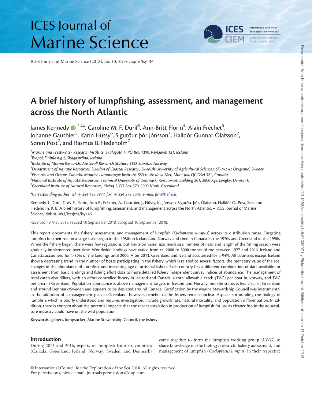 A Brief History of Lumpfishing, Assessment, And