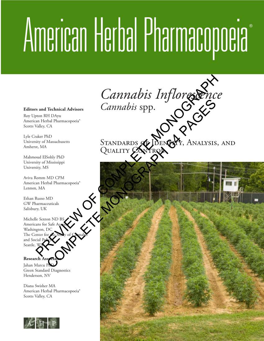The American Herbal Pharmacopoeia Cannabis Inflorescence