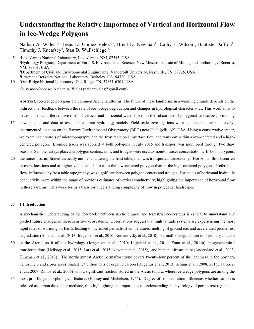 Understanding the Relative Importance of Vertical and Horizontal Flow in Ice-Wedge Polygons Nathan A