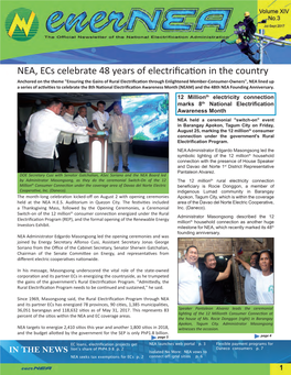 NEA, Ecs Celebrate 48 Years of Electrification in the Country