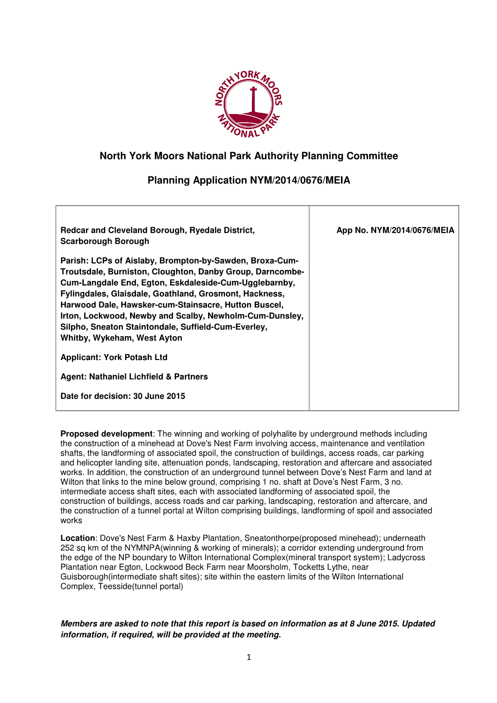 North York Moors National Park Authority Planning Committee