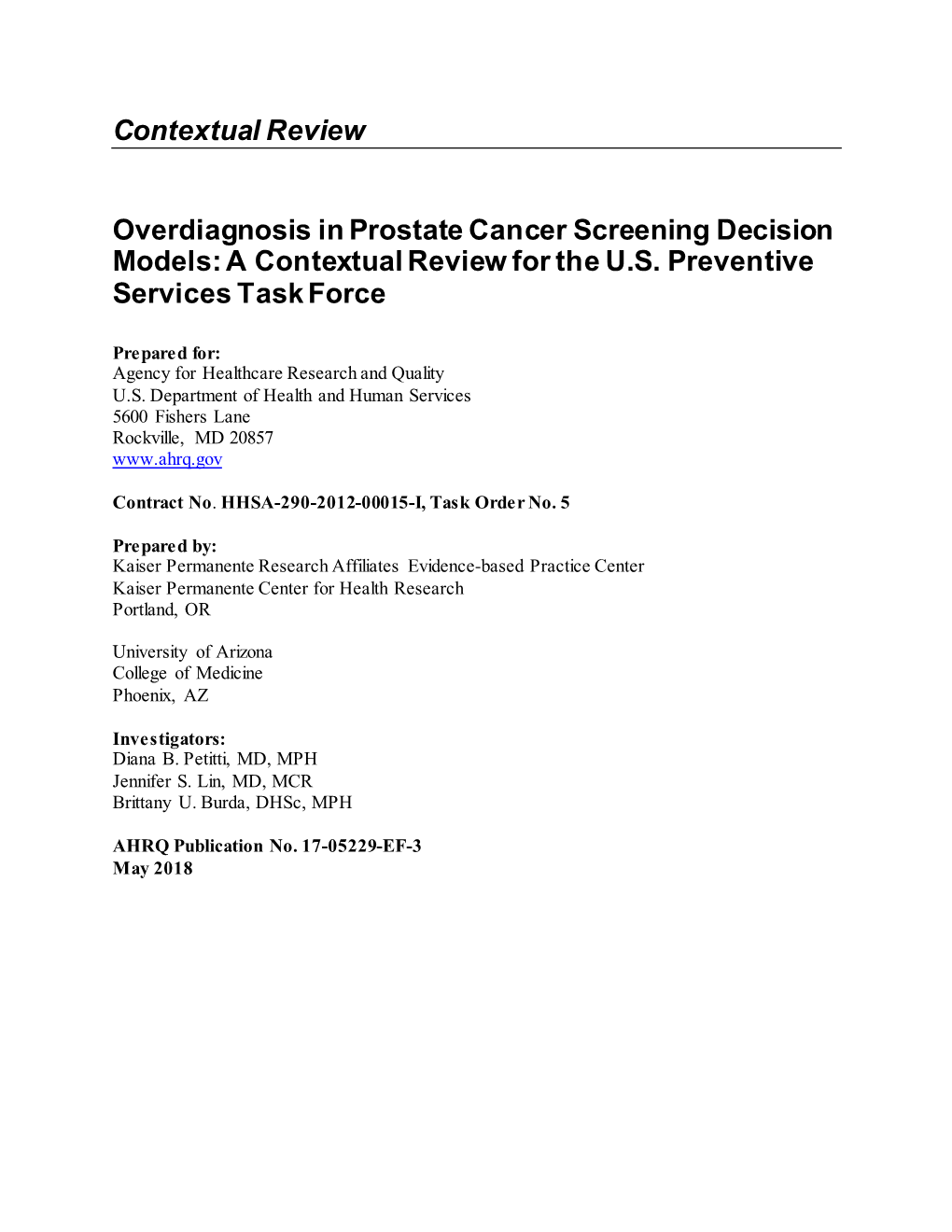 Overdiagnosis in Prostate Cancer Screening Decision Models: a Contextual Review for the U.S
