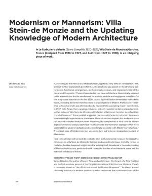 Modernism Or Mannerism: Villa Stein-De Monzie and the Updating Knowledge of Modern Architecture