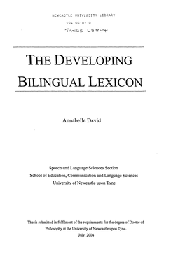 The Developing Bilingual Lexicon and Its Impact on the Development of Syntax