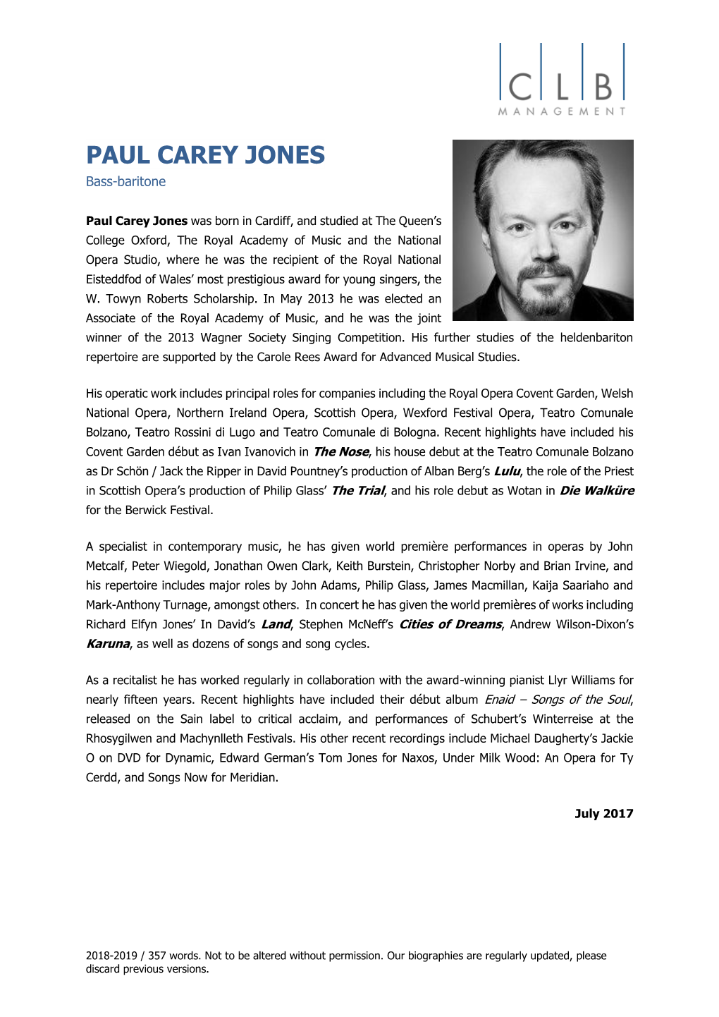 PAUL CAREY JONES Bass-Baritone